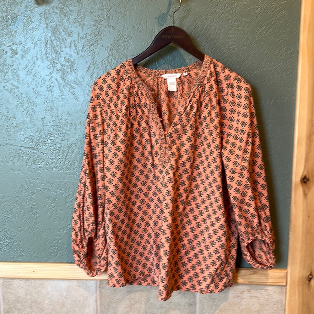 Pumpkin orange floral, Size M, Sundance blouse top